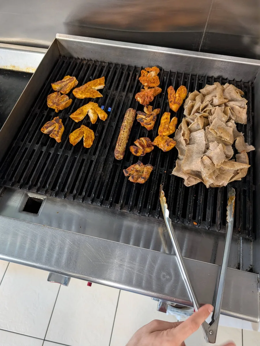 Chicken and doner meat grilling fresh to order